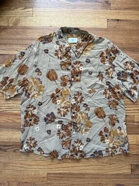 AMI Alexandre Mattiussi Floral Print Short Sleeve Button Down Shirt Size 44 XL